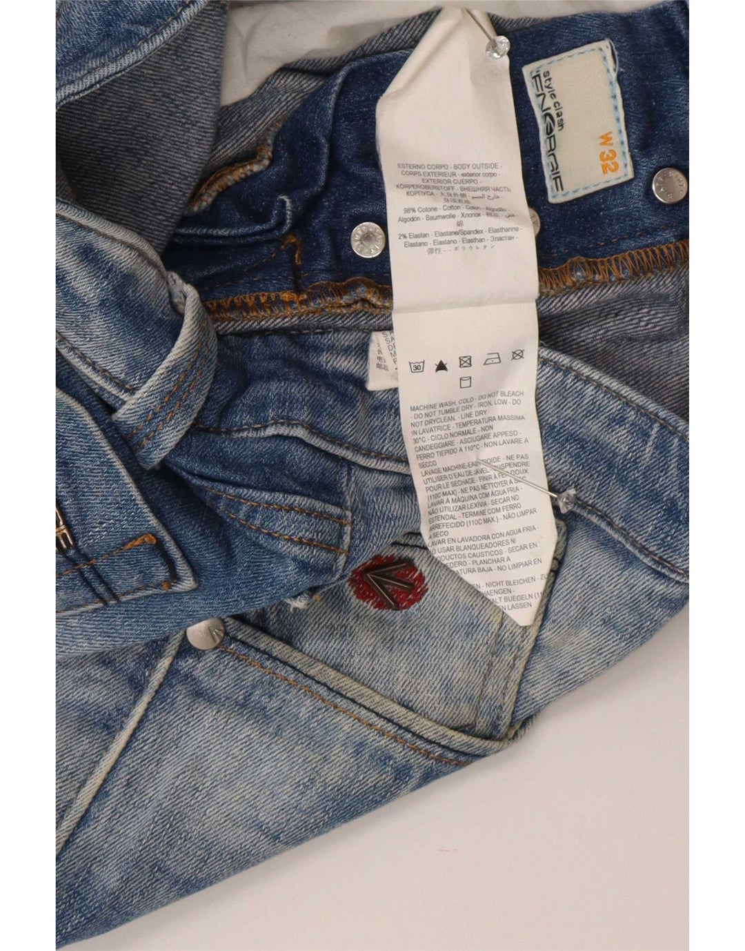 Energie Mens Denim Shorts W32 Medium Blue Cotton