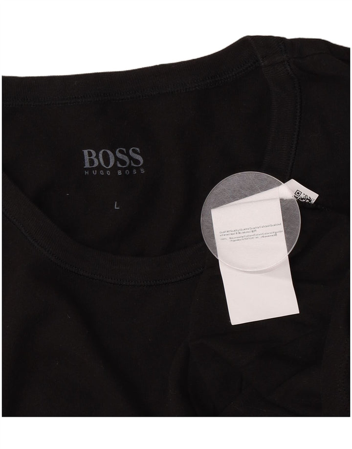 Hugo Boss Mens T-Shirt Top Large Black Cotton