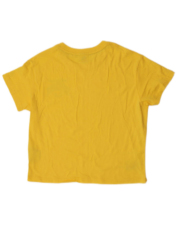 Superdry Womens Crop Graphic T-Shirt Top UK 12 Medium Yellow Cotton