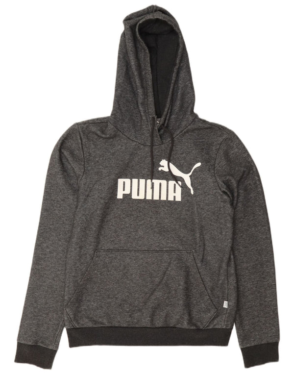 Puma Womens Graphic Hoodie Jumper UK 10 Small Grey Cotton