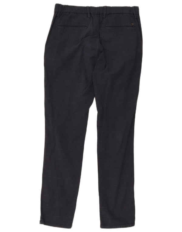 Massimo Dutti Mens Chino Trousers EU 42 Large W32 L29 Navy Blue Check