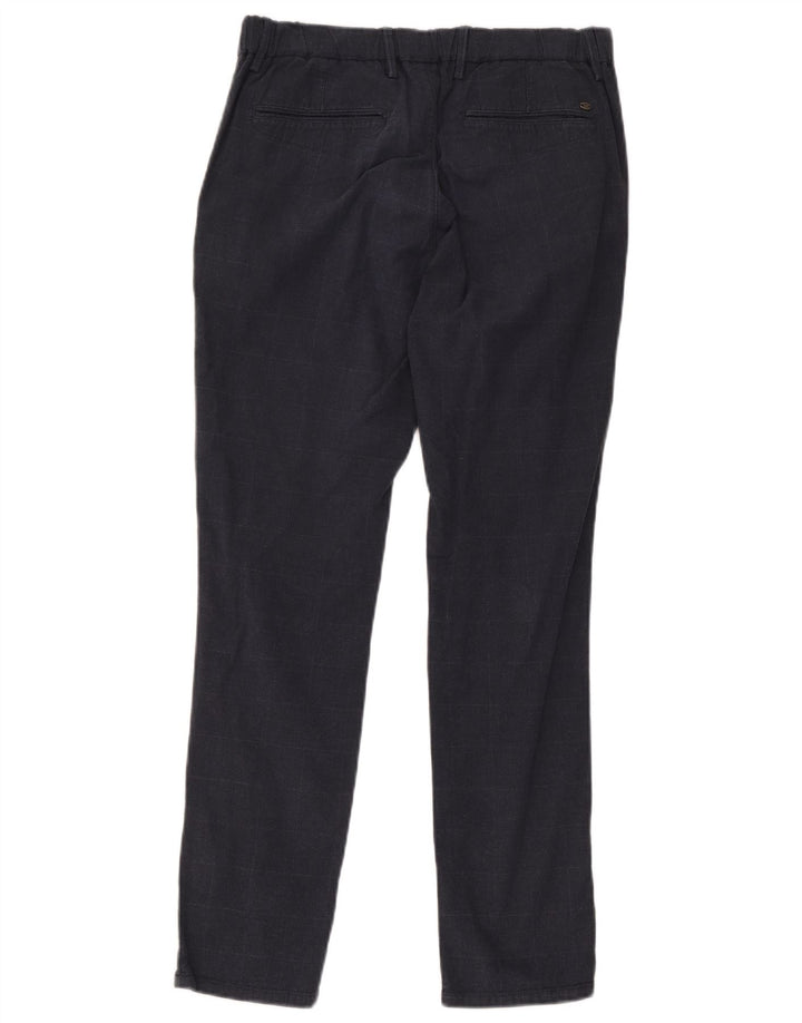 Massimo Dutti Mens Chino Trousers EU 42 Large W32 L29 Navy Blue Check