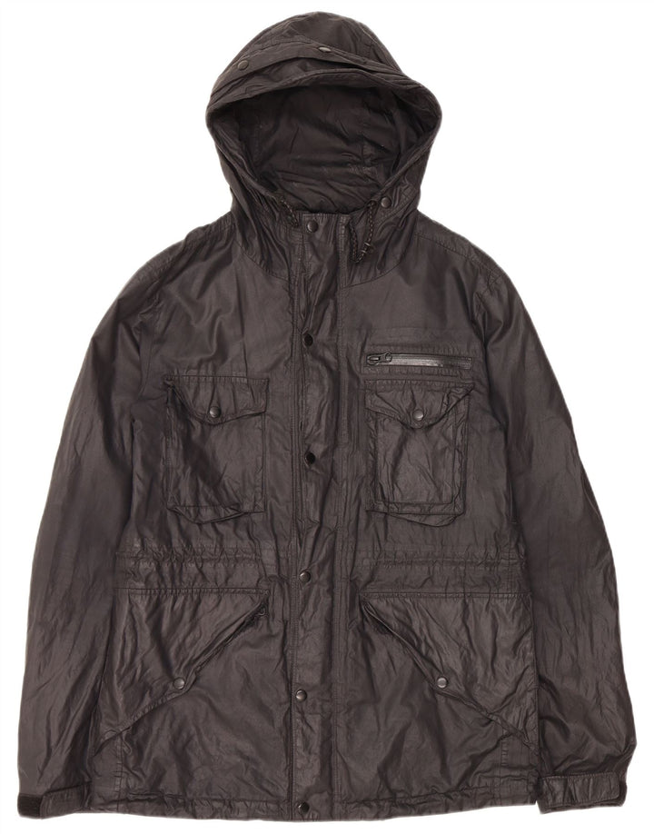 ALL SAINTS Mens Hooded Utility Jacket UK 38 Medium Black