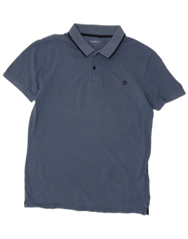 Timberland Mens Slim Fit Polo Shirt Medium Blue Cotton