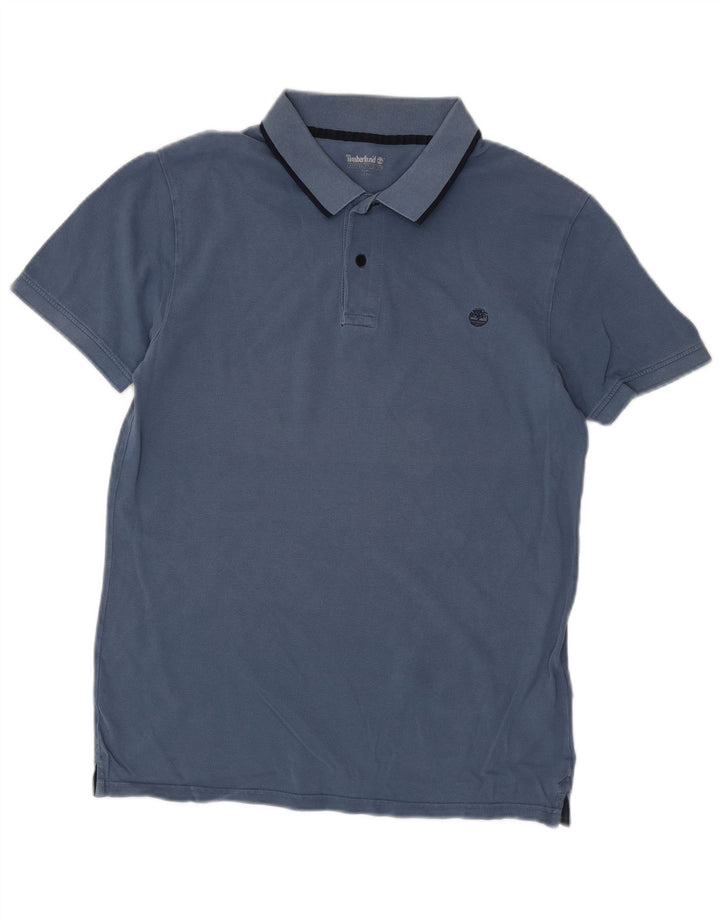 Timberland Mens Slim Fit Polo Shirt Medium Blue Cotton