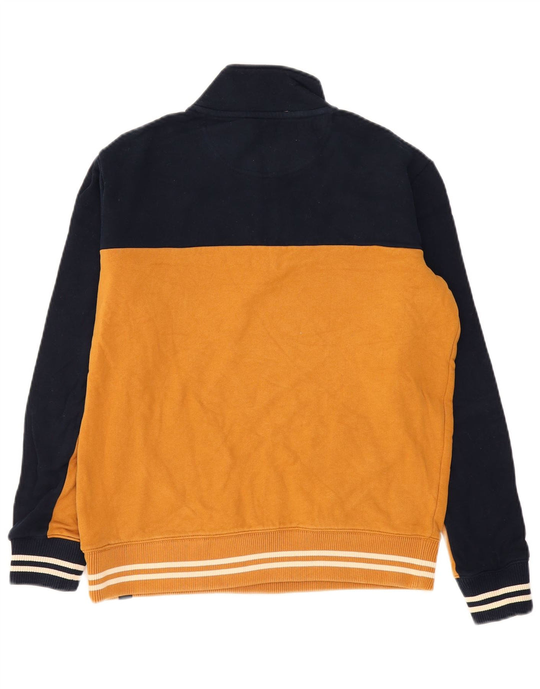 Marks & Spencer Mens Zip Neck Sweatshirt Jumper Large Yellow Colourblock
