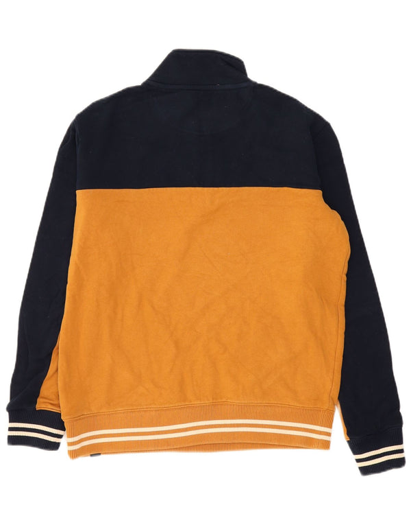 Marks & Spencer Mens Zip Neck Sweatshirt Jumper Large Yellow Colourblock