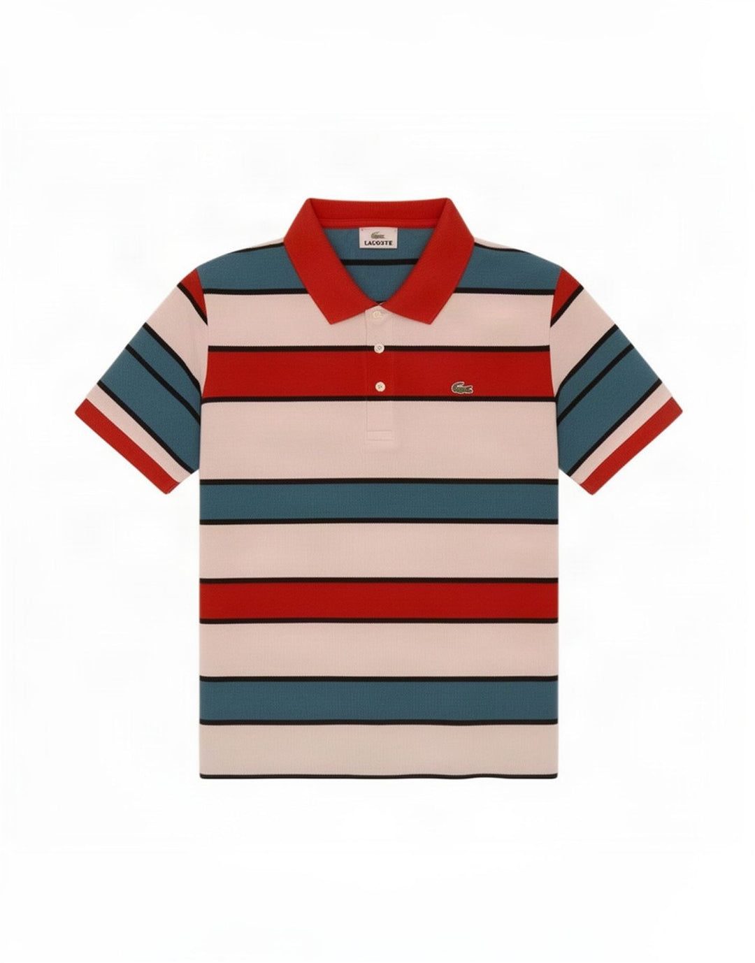 Lacoste Mens Polo Shirt Size 4 Medium Multicoloured Striped Cotton