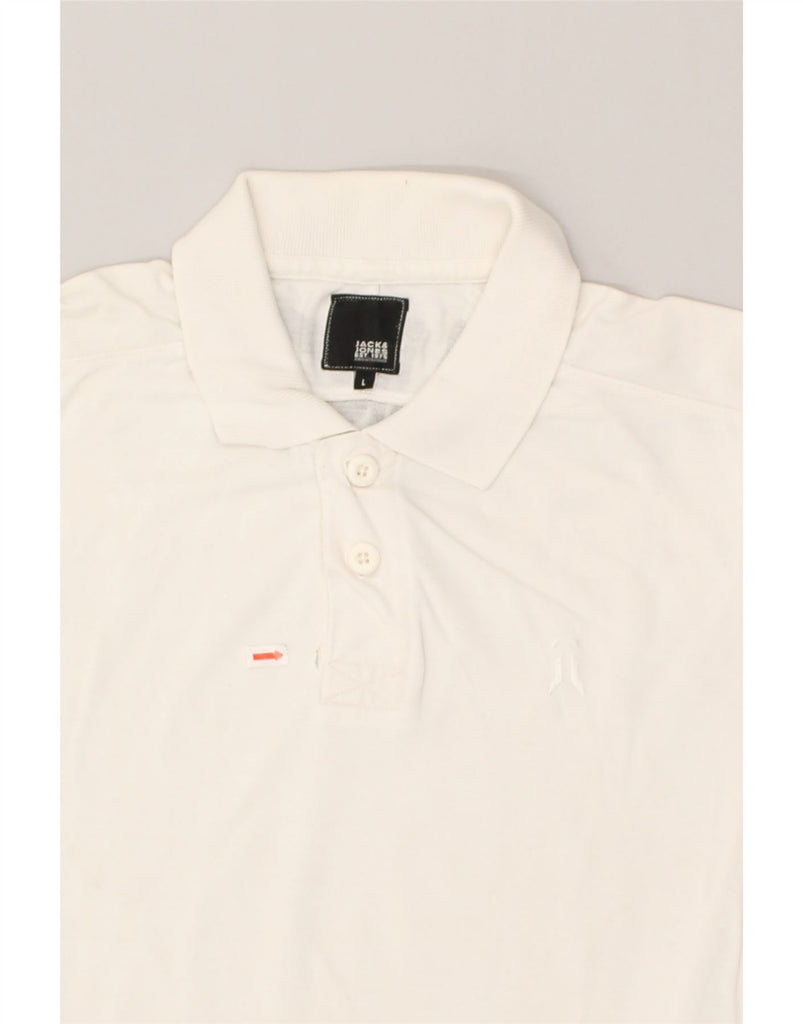 JACK & JONES Mens Graphic Polo Shirt Large White Cotton | Vintage Jack & Jones | Thrift | Second-Hand Jack & Jones | Used Clothing | Messina Hembry 