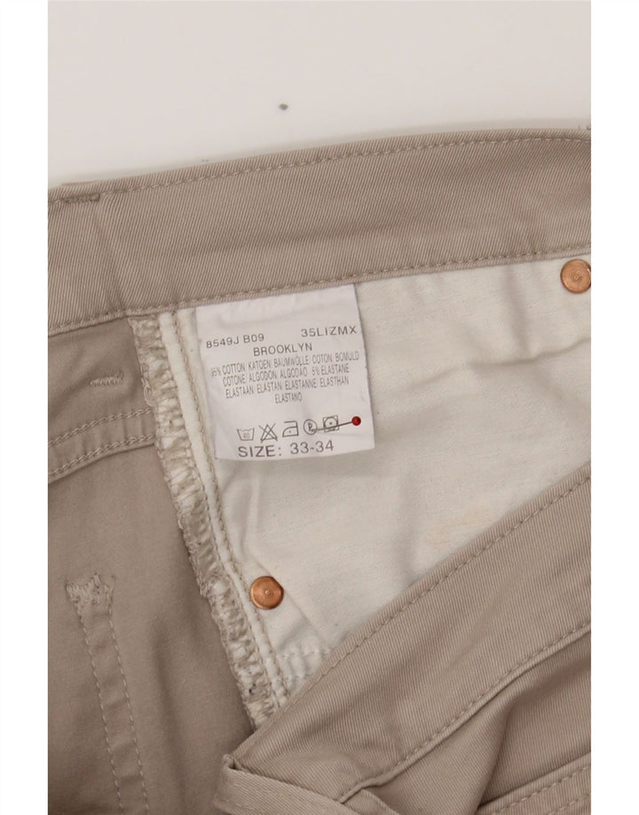 LEE Mens Brooklyn Straight Casual Trousers W33 L34 Beige Cotton Vintage Lee and Second-Hand Lee from Messina Hembry 