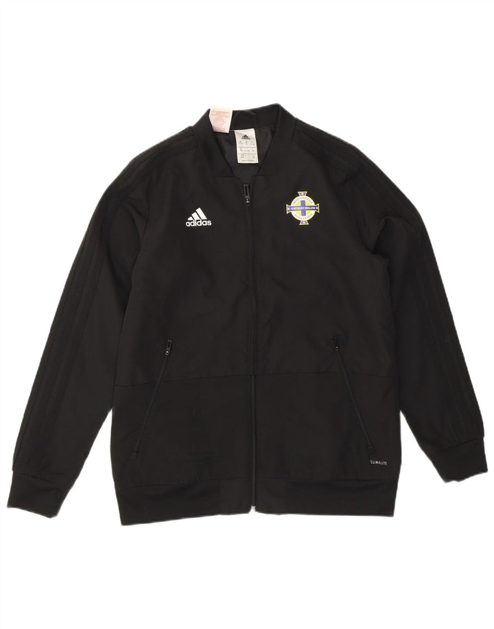 Adidas Boys Tracksuit Top Jacket 11-12 Years Black Polyester