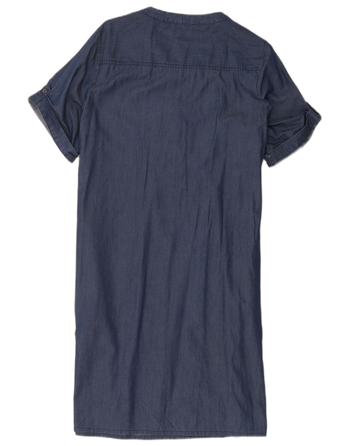 Marks & Spencer Womens Pullover Shirt Dress UK 16 Large Blue Cotton