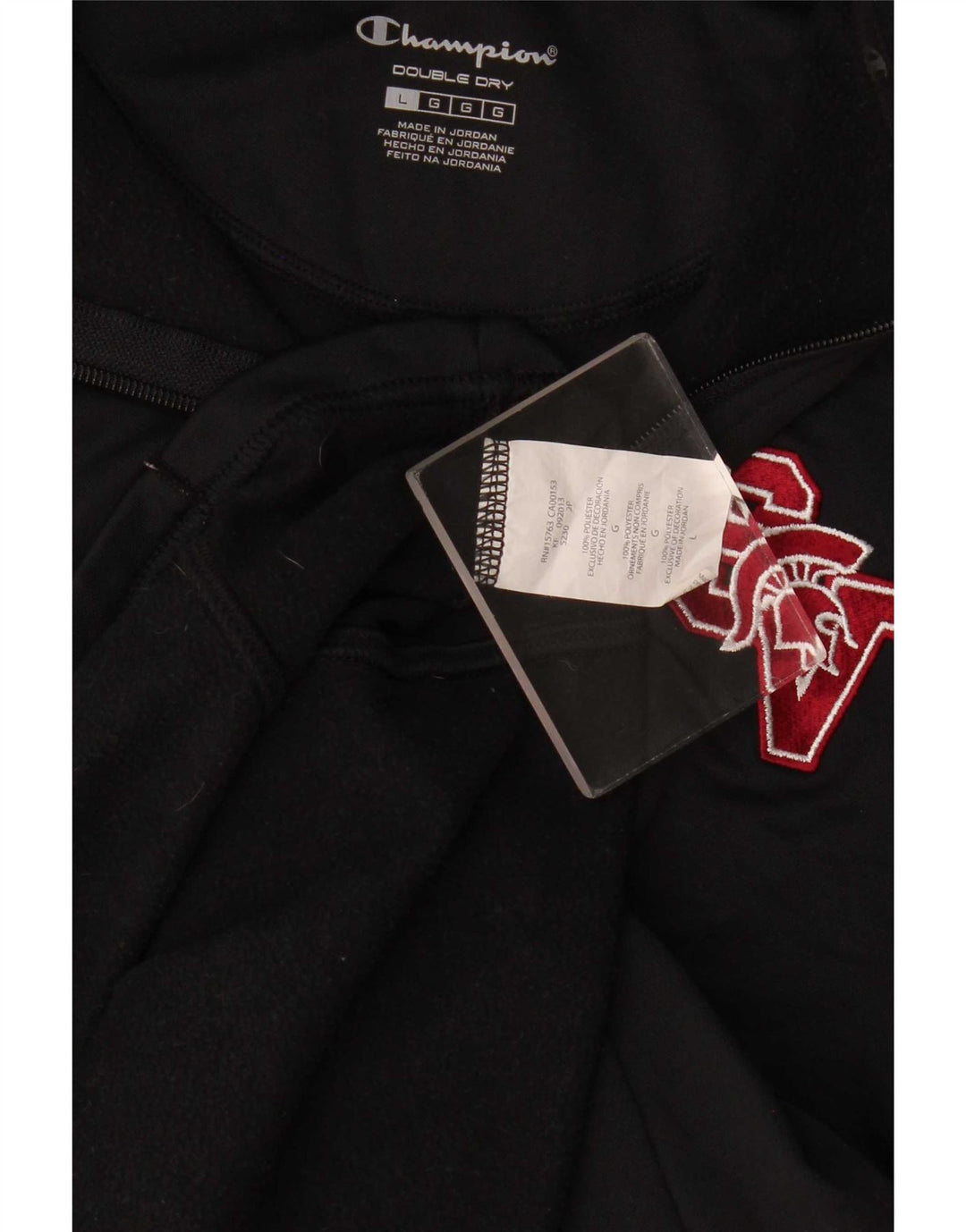 Champion Mens Zip Neck Pullover Tracksuit Top Large Black Polyester