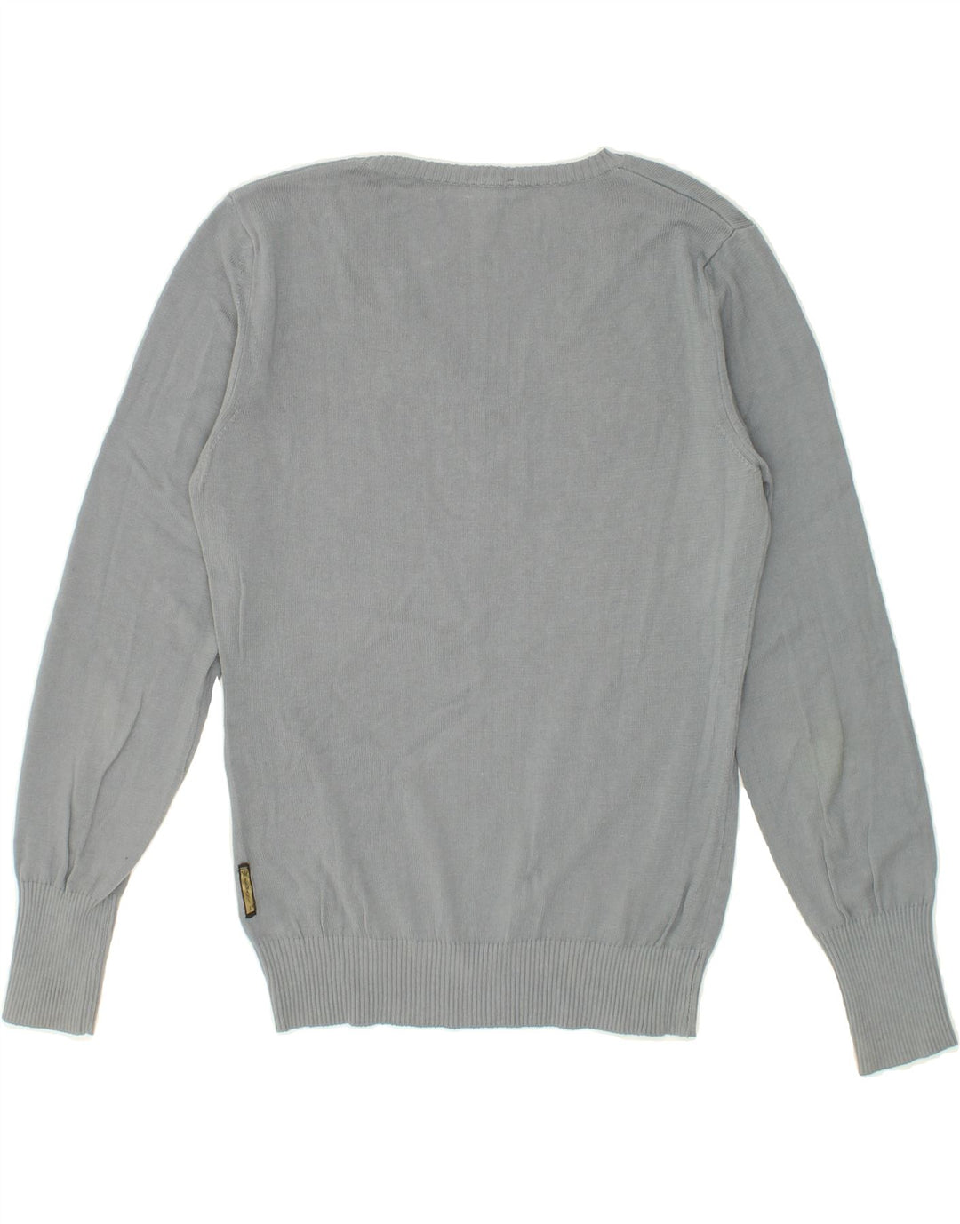 ARMANI JEANS Womens V-Neck Jumper Sweater EU 44 Large Grey Cotton Vintage Armani Jeans and Second-Hand Armani Jeans from Messina Hembry 