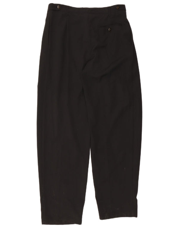 Vintage Mens Pegged Casual Trousers IT 50 Large W34 L33 Black Polyester