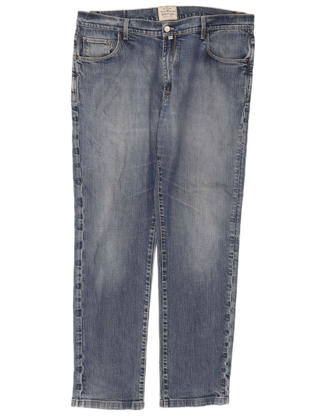 Avirex Mens Straight Jeans W42 L32 Blue Cotton