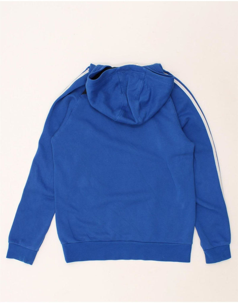 ADIDAS Boys Hoodie Jumper 13-14 Years Blue Colourblock Cotton Vintage Adidas and Second-Hand Adidas from Messina Hembry 