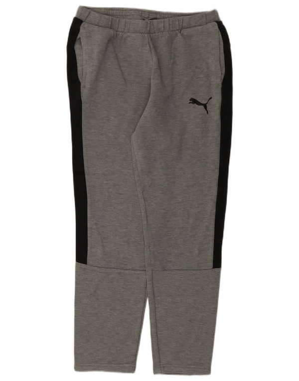 Puma Mens Tracksuit Trousers Medium Grey Colourblock Cotton