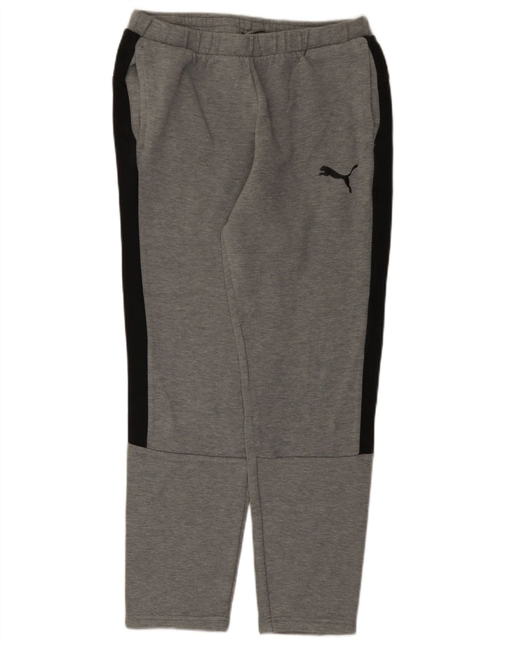 Puma Mens Tracksuit Trousers Medium Grey Colourblock Cotton
