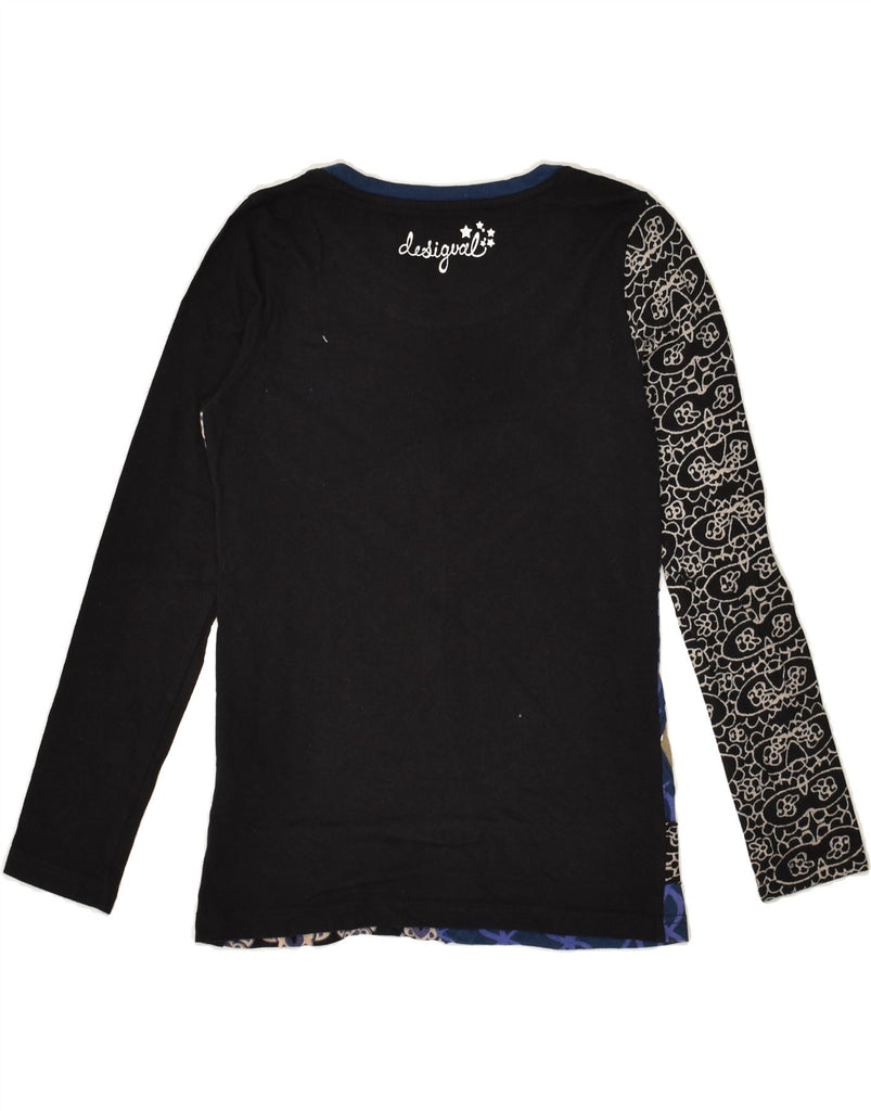 DESIGUAL Girls Graphic Top Long Sleeve 10-11 Years Black Patchwork Cotton | Vintage Desigual | Thrift | Second-Hand Desigual | Used Clothing | Messina Hembry 