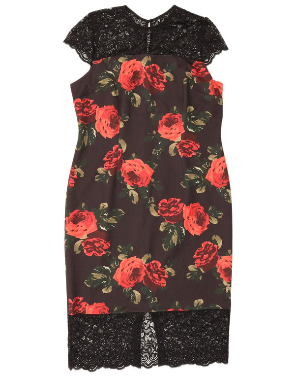 Marks & Spencer Womens Sheath Dress UK 18 XL Black Floral Polyester