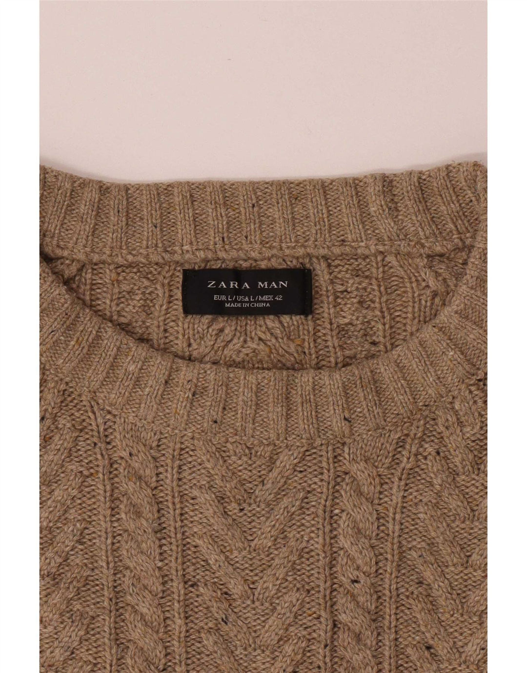 Zara Mens Boat Neck Jumper Sweater Large Beige