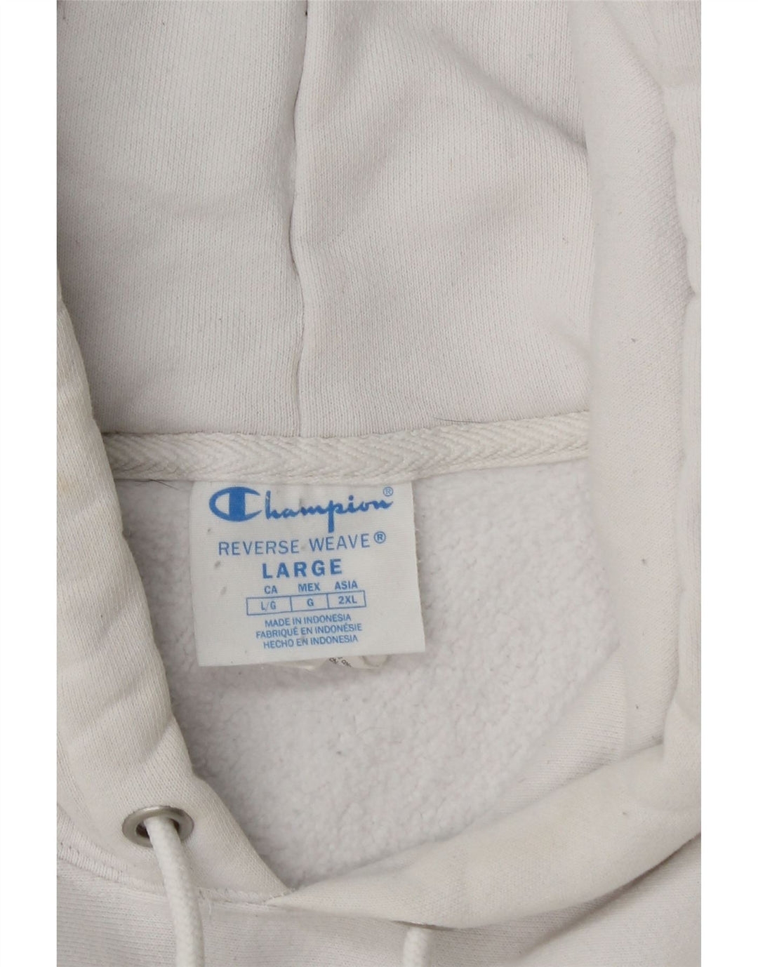 Champion Mens Hoodie Jumper Large White Cotton
