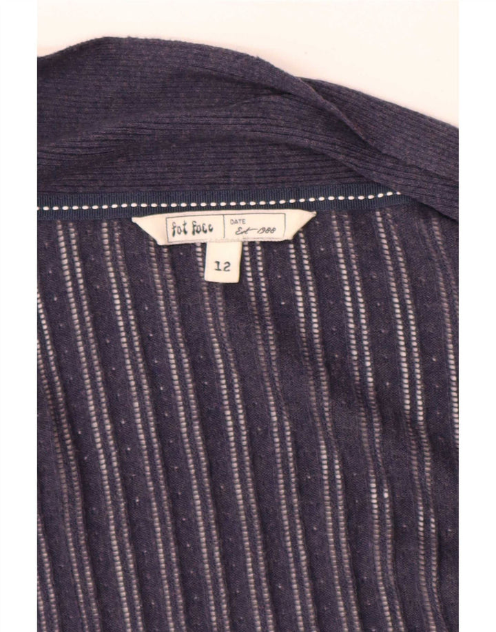 Fat Face Womens Asymmetric Open Cardigan Sweater UK 12 Medium Navy Blue