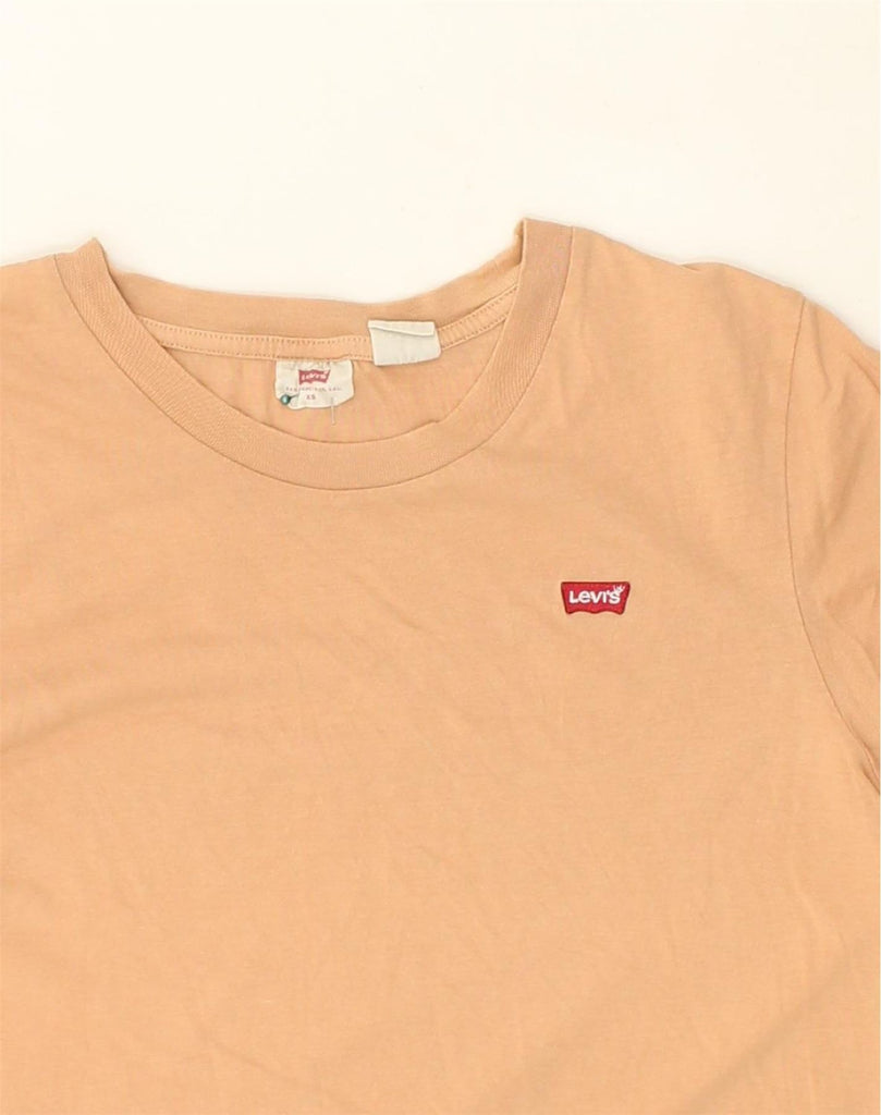 LEVI'S Womens T-Shirt Top UK 4 XS Beige Cotton | Vintage Levi's | Thrift | Second-Hand Levi's | Used Clothing | Messina Hembry 