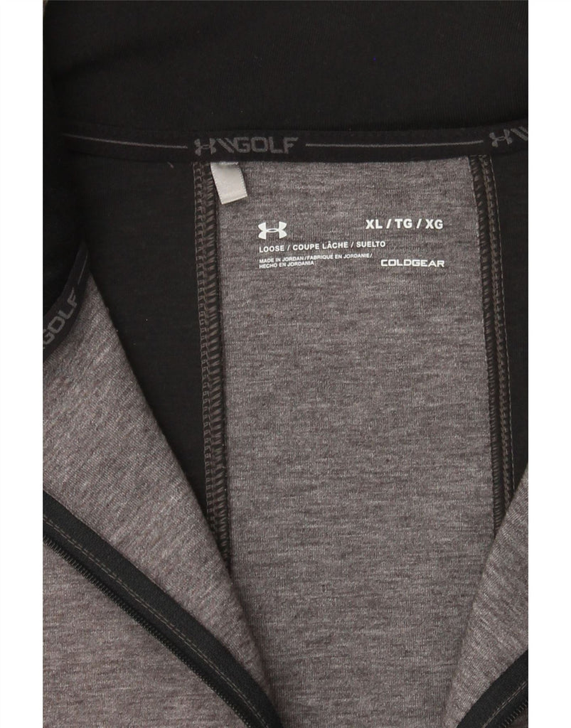 UNDER ARMOUR Mens Zip Neck Sweatshirt Jumper XL Grey Colourblock Polyester Vintage Under Armour and Second-Hand Under Armour from Messina Hembry 