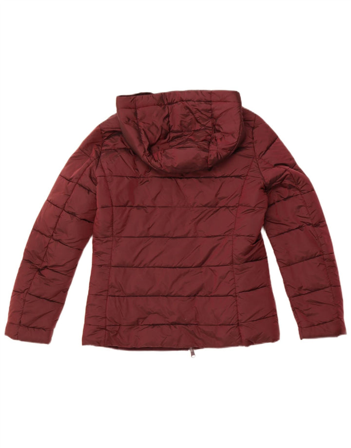 REFRIGUE Womens Hooded Reversible Padded Jacket UK 10 Small Burgundy