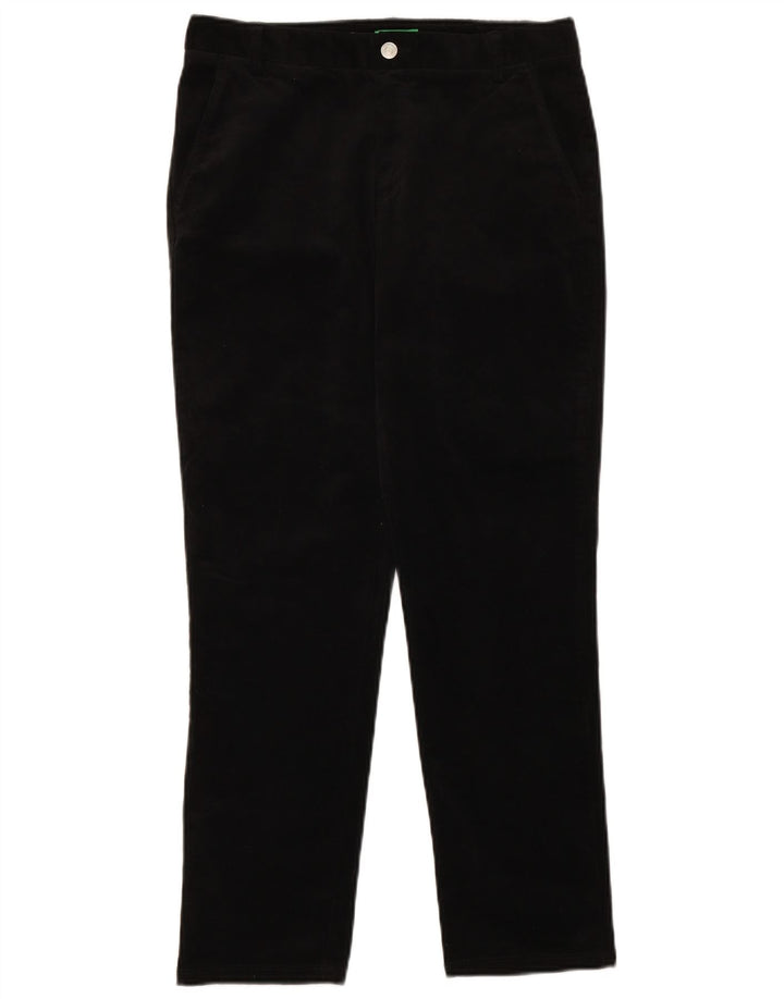 BENETTON Womens Straight Corduroy Trousers W30 L27 Black Classic