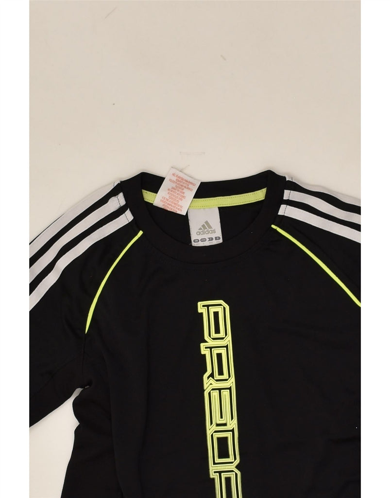 ADIDAS Boys Graphic T-Shirt Top 9-10 Years Black Polyester | Vintage Adidas | Thrift | Second-Hand Adidas | Used Clothing | Messina Hembry 