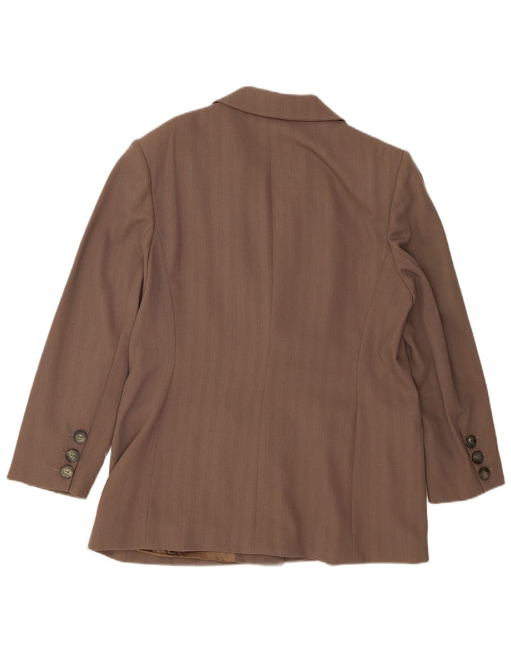 JAEGER Womens 2 Button Blazer Jacket UK 18 XL Brown Wool