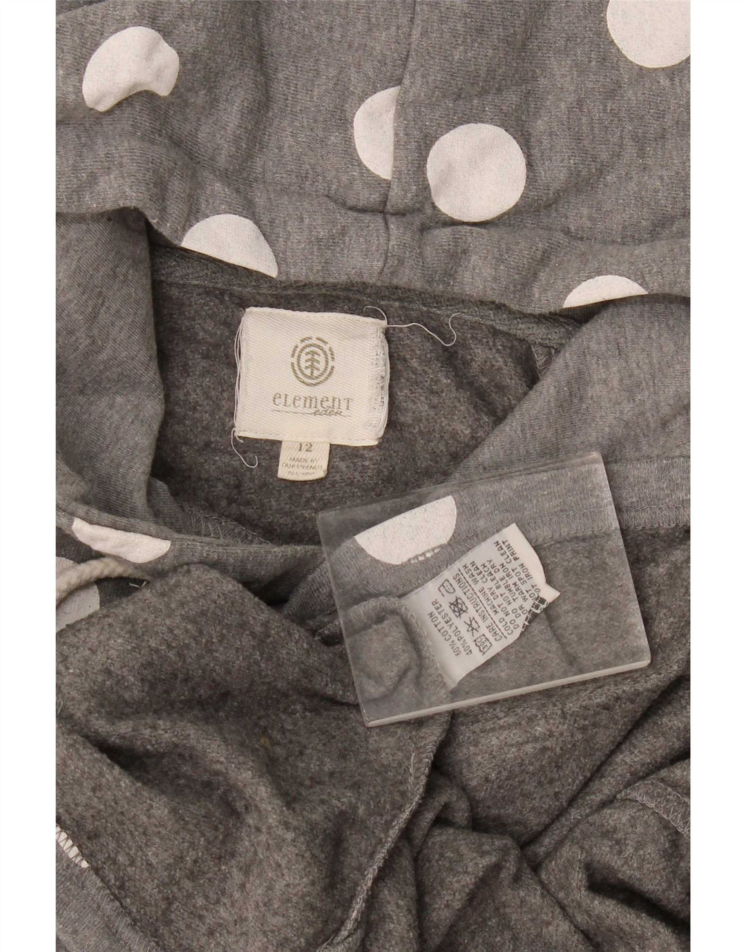 Element Womens Hoodie Jumper US 12 Large Grey Polka Dot Cotton