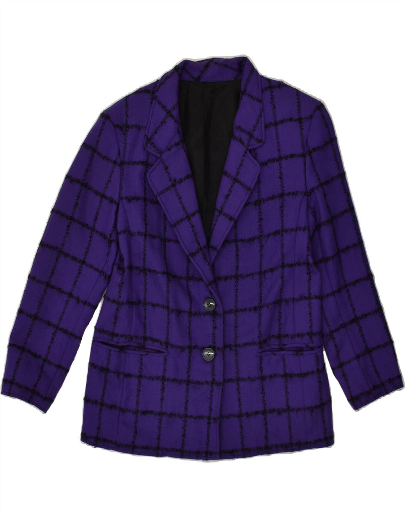 VINTAGE Womens 2 Button Blazer Jacket UK 14 Medium Purple Check | Vintage Vintage | Thrift | Second-Hand Vintage | Used Clothing | Messina Hembry 