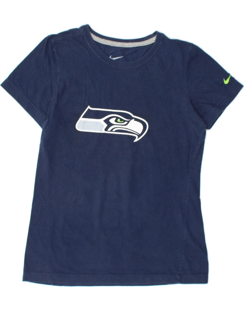 NIKE Womens Seattle Seahawks Graphic T-Shirt Top UK 14 Large Navy Blue Vintage Nike and Second-Hand Nike from Messina Hembry 