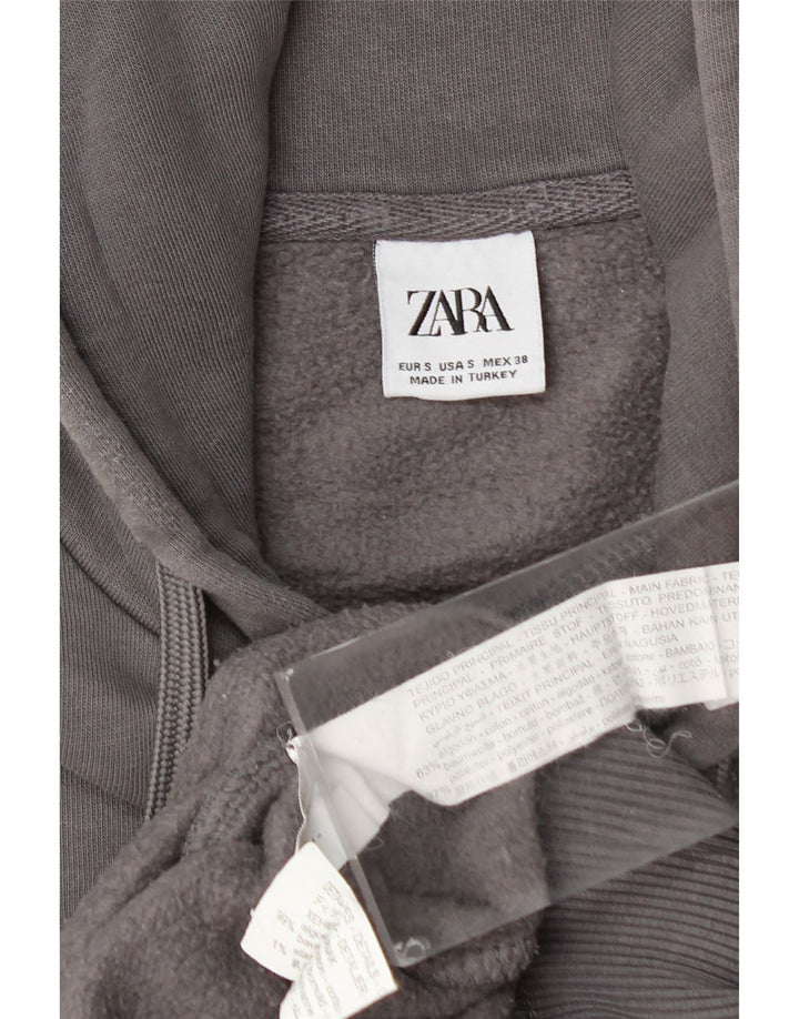 ZARA Mens Hoodie Jumper Small Grey Cotton