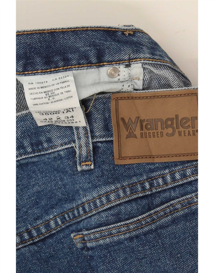 Wrangler Mens Straight Jeans W42 W34 Blue Cotton