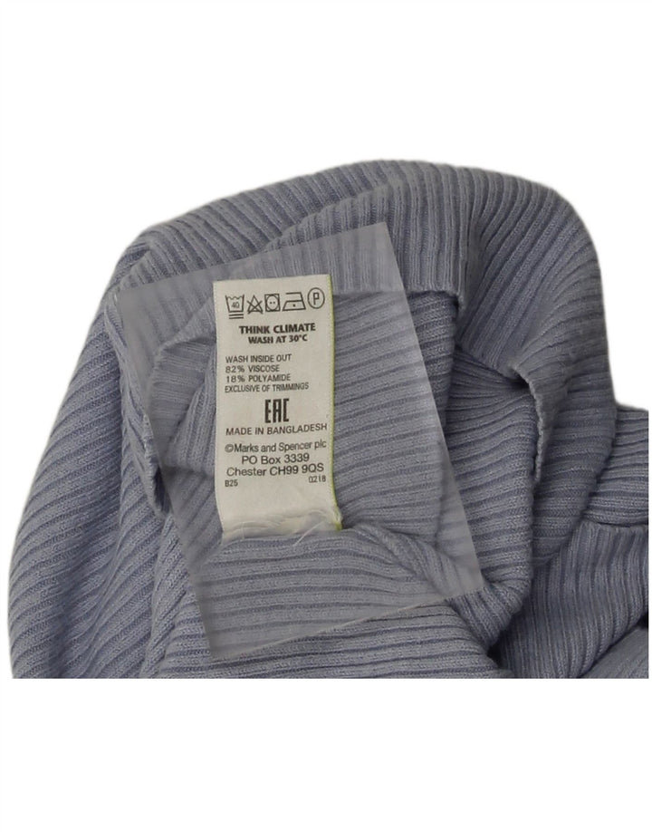 Marks & Spencer Womens Top Long Sleeve UK 10 Small  Blue Viscose