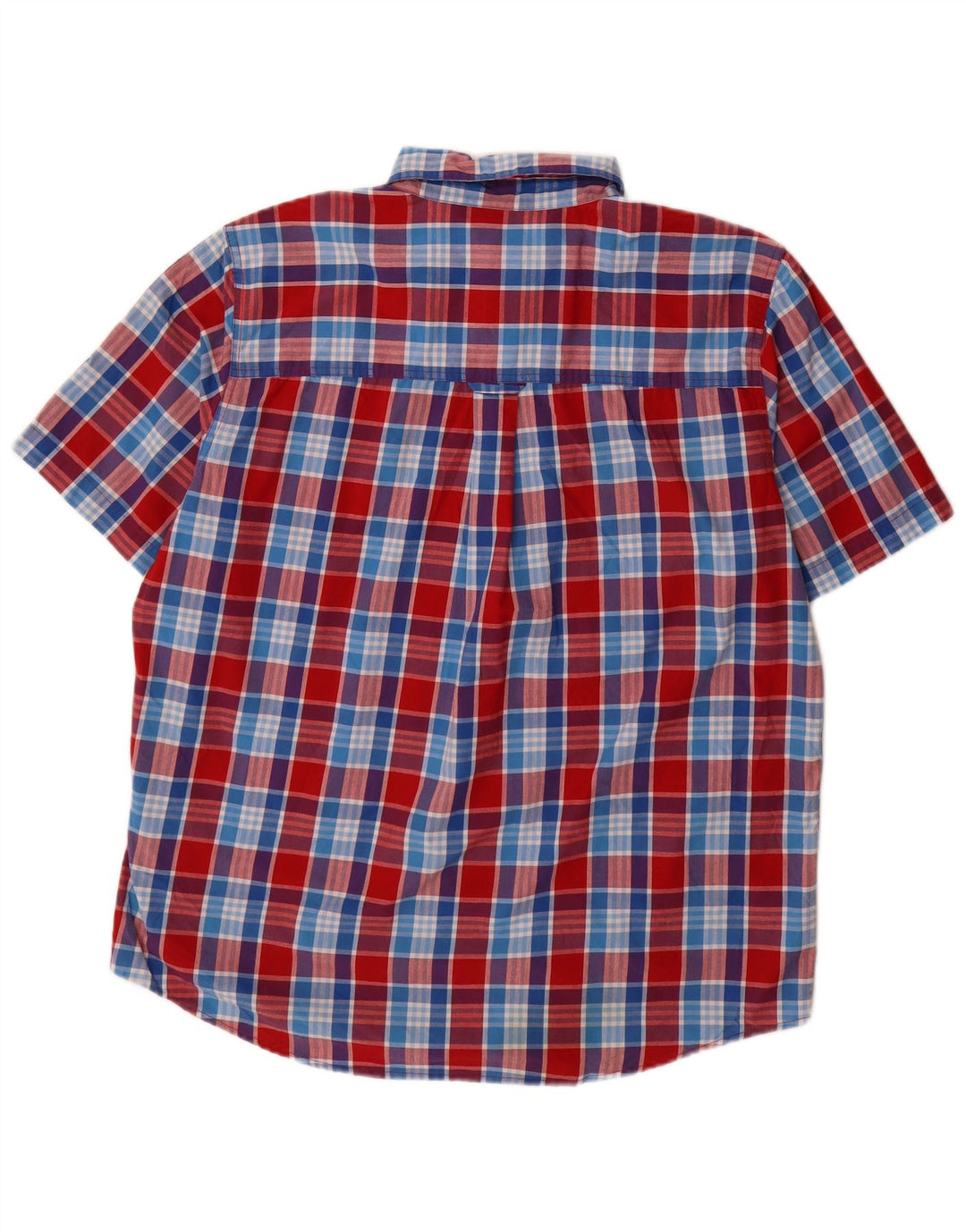 Chaps Mens Short Sleeve Shirt Large Red Check Cotton
