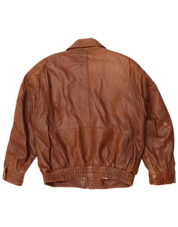 Kartel Mens Leather Jacket UK 40 Large Brown Leather