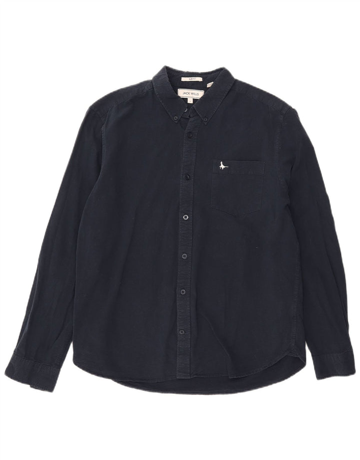 JACK WILLS Mens Slim Fit Shirt Large Navy Blue