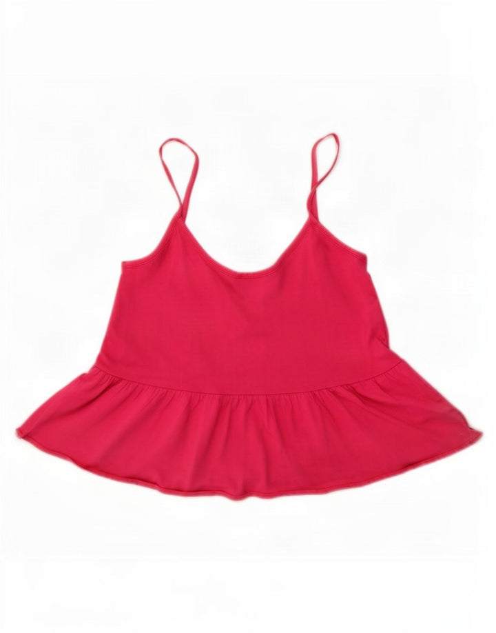 Benetton Womens Cami Top UK 6 XS Pink Cotton