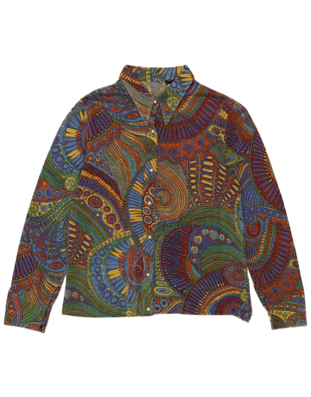 VINTAGE Womens Shirt Blouse IT 50 XL Multicoloured Geometric