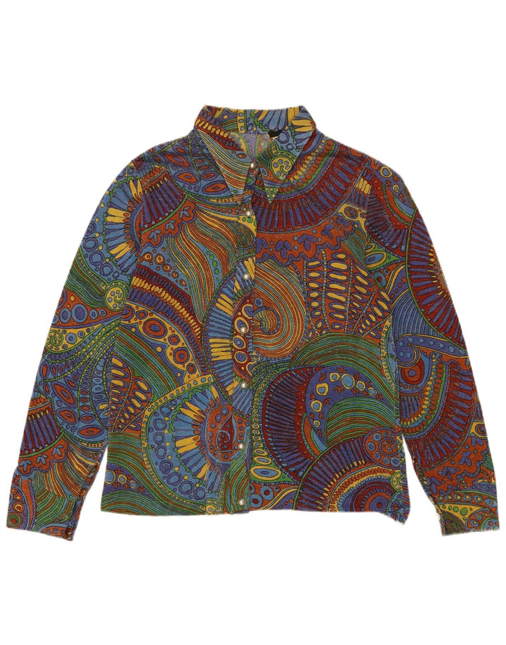 VINTAGE Womens Shirt Blouse IT 50 XL Multicoloured Geometric