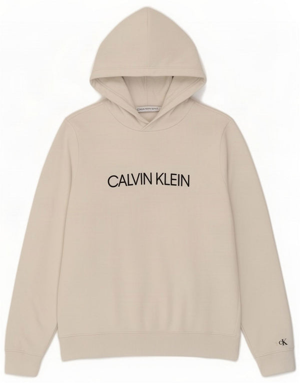 Calvin Klein Jeans Boys Graphic Hoodie Jumper 11-12 Years White Cotton