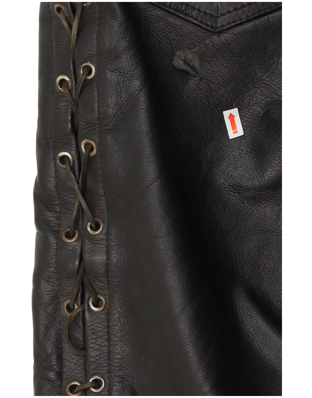 VINTAGE Mens Straight Leather Trousers W30 L30 Black