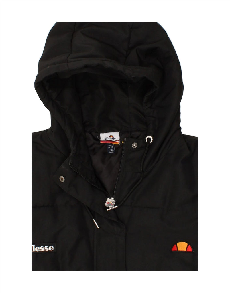 ELLESSE Womens Hooded Padded Jacket UK 10 Small Black Polyester Vintage Ellesse and Second-Hand Ellesse from Messina Hembry 