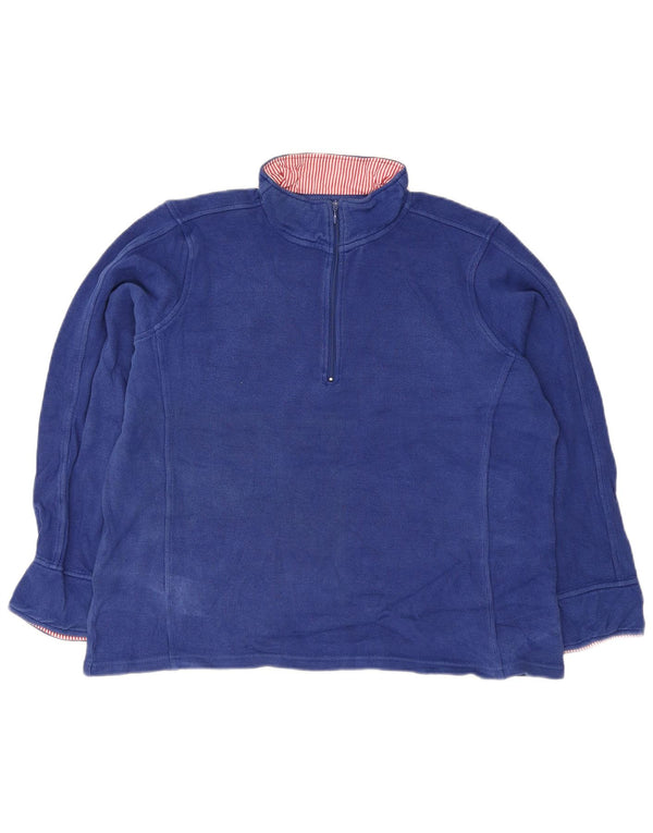 Orvis Womens Zip Neck Top Long Sleeve UK 18 XL Blue Cotton